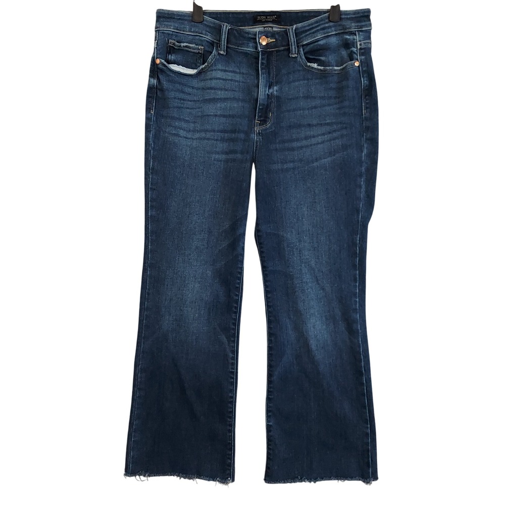 Judy Blue Boot Cut Jeans Womens 13/31 Dark Wash Raw Hem JB82315DK (Fits 32x25)